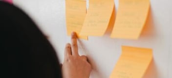 Post it notes on wall