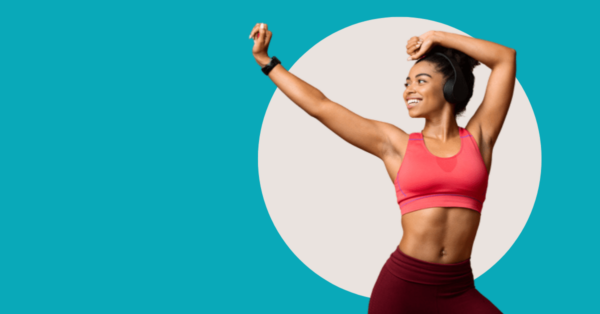 lady in exercise gear with wristband
